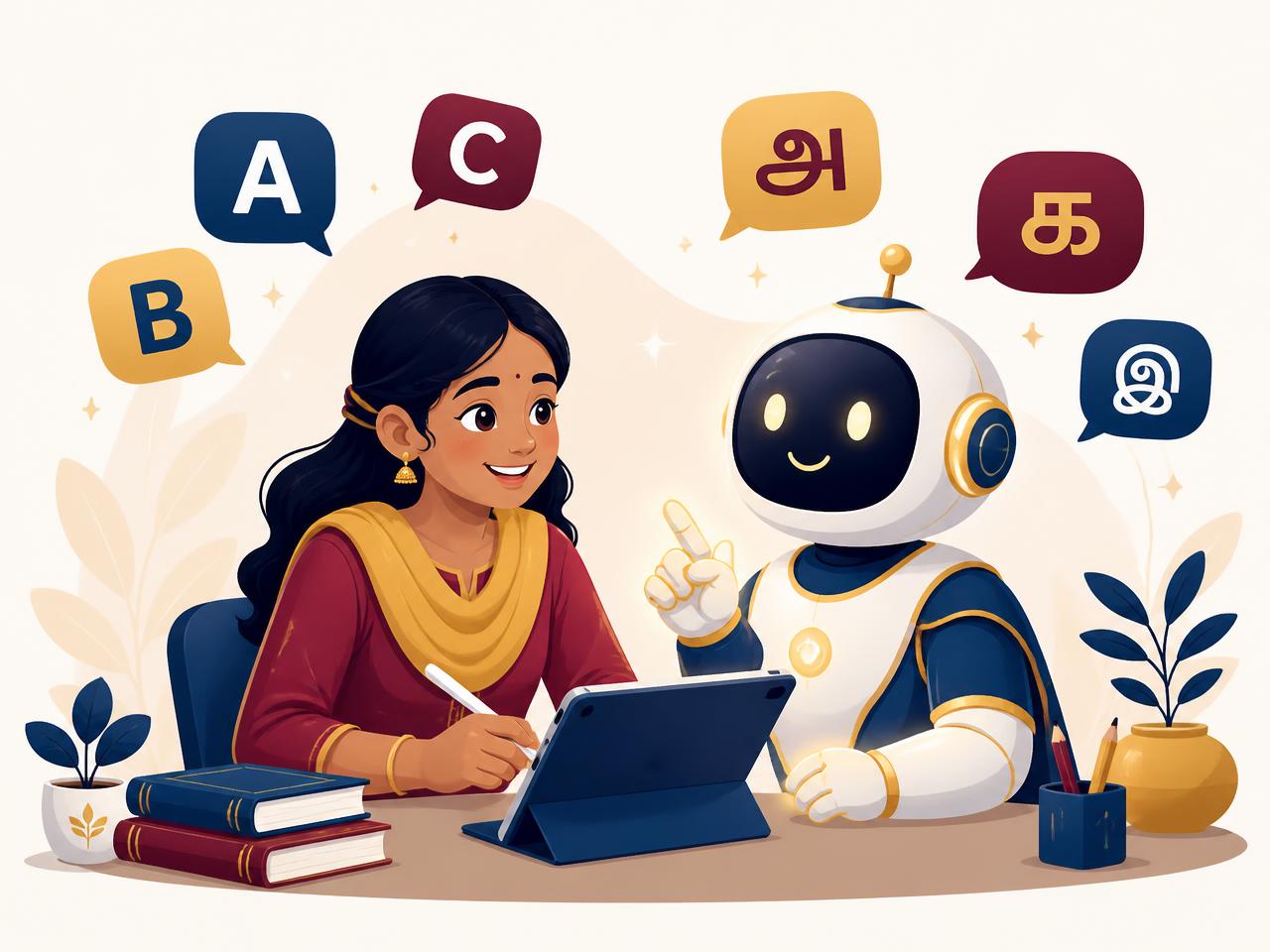 An AI tutor teaching a student English and Tamil words